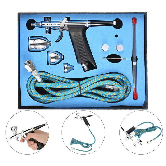 Spray Gun Airbrush Kit Dual Action Air Compressor Paint Art Tattoo Tools Set - Battery Mate