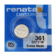 Load image into Gallery viewer, SR58 / 361 / SR721W Renata Silver Oxide Battery - 1 pack - Battery Mate