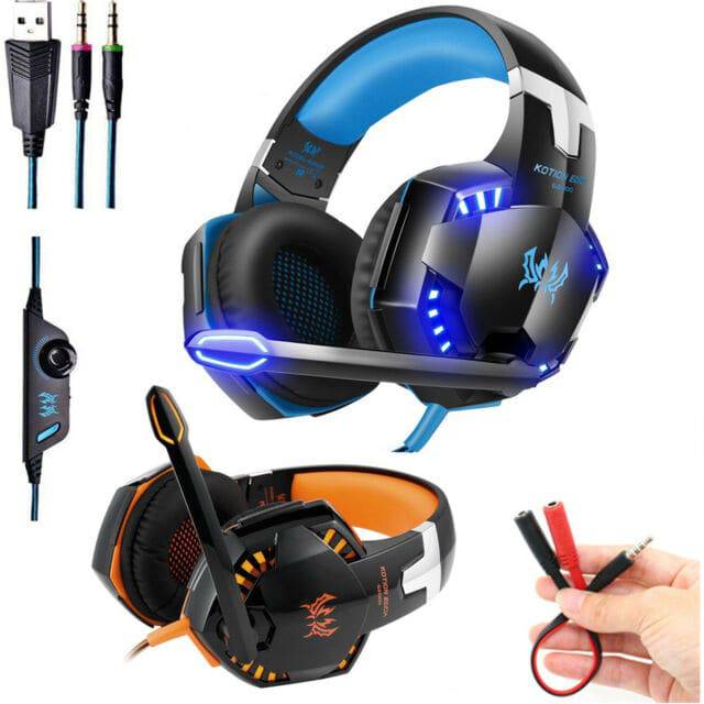 TAVICE 3.5Mm Wired Led Gaming Headphone Noise Cancelling With Mic For Laptop Ps4 Xbox One | Blue + Black - Battery Mate