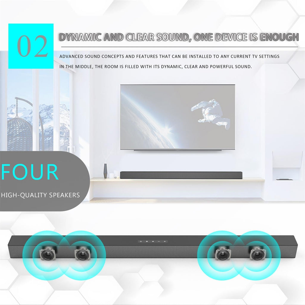 Tavice Home Theatre Full Range Bass Surround Sound Wireless Bluetooth 5.0 Soundbar - Battery Mate