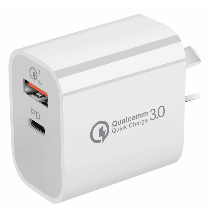 TimeTech 20w Wall Charger 1x USB And 1x Type C Plug For iPhone 13 12 Pro Max 11 X - Battery Mate