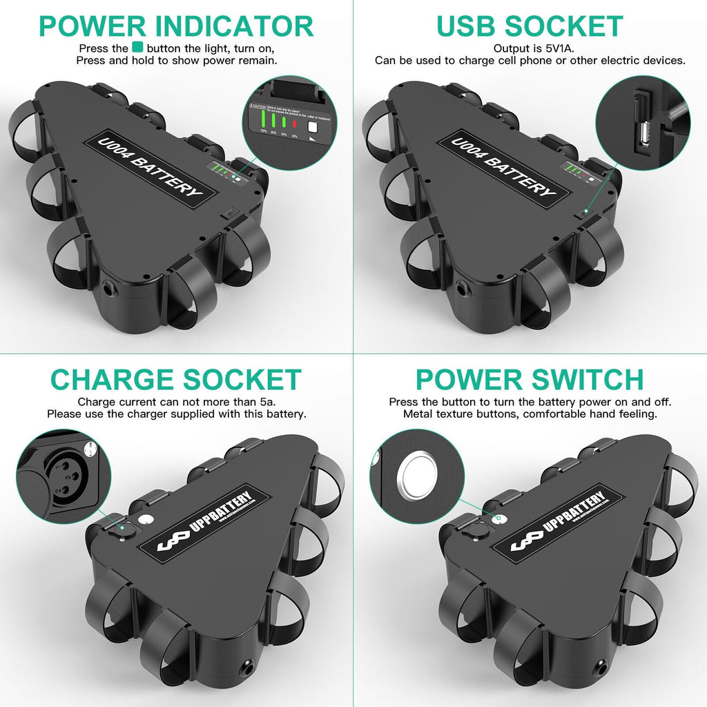 Triangle Case 48V 20Ah Lithium Ebike Battery for 200W~1800W Motor - Battery Mate