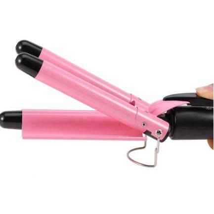 Triple 3 Barrel Ceramic Hair Curler Curling Iron Salon Styler Crimper Waver Hot [28mm] - Battery Mate