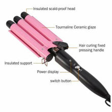 Load image into Gallery viewer, Triple 3 Barrel Ceramic Hair Curler Curling Iron Salon Styler Crimper Waver Hot [32mm] - Battery Mate