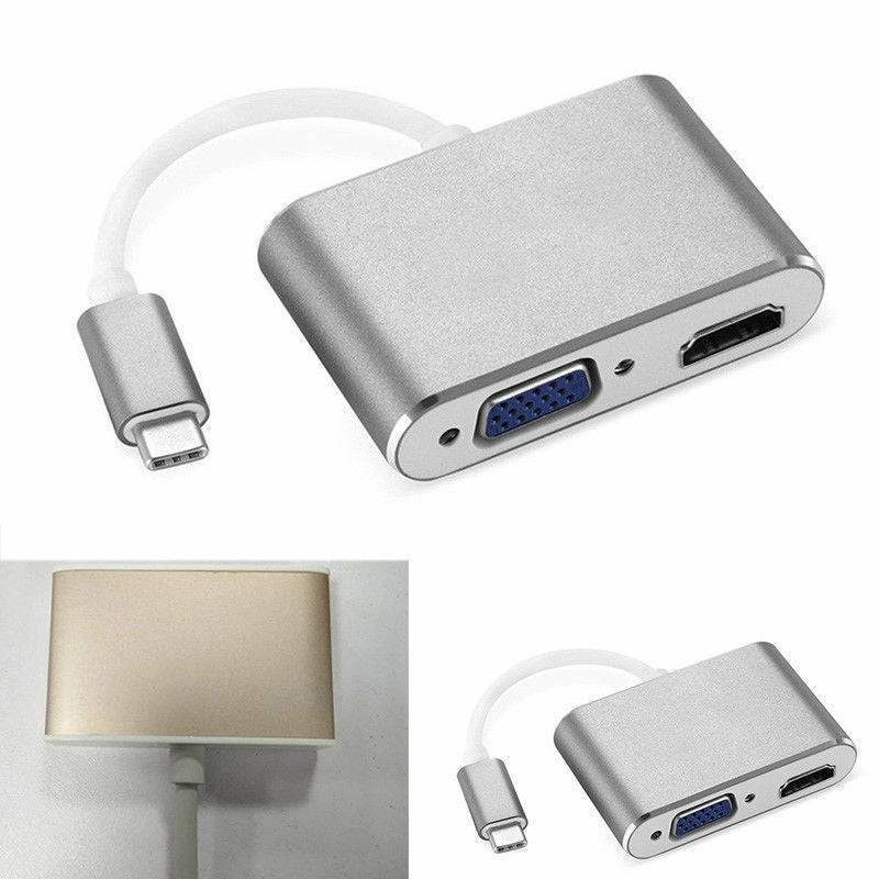 Type-C 3.1 to 4K HDMI +VGA Port USB-C HUB Adapter Converter For MacBook iPad Pro - Battery Mate