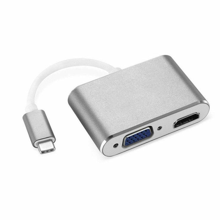 Type-C 3.1 to 4K HDMI +VGA Port USB-C HUB Adapter Converter For MacBook iPad Pro - Battery Mate