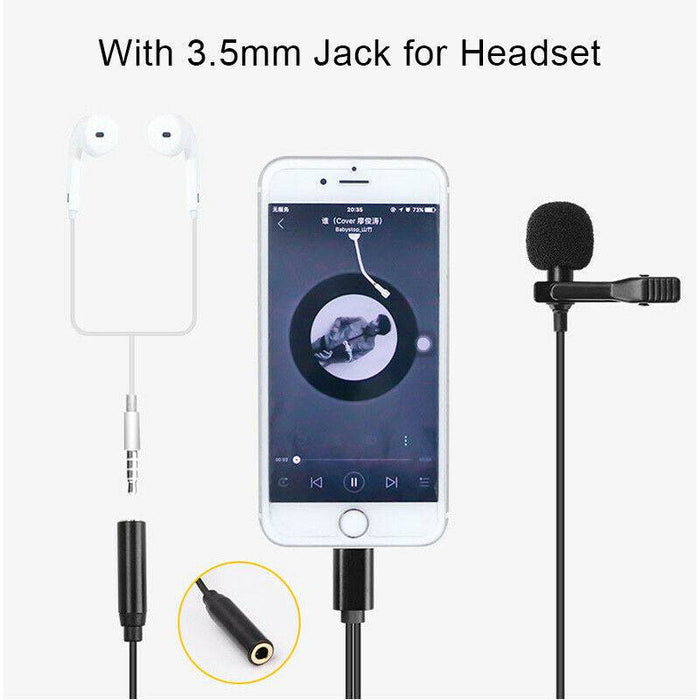 Type-C USB-C Clip-on Lapel Mic Lavalier Microphone Stereo Recording Condenser - Battery Mate