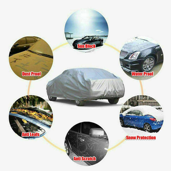 Universal Size Car Cover Waterproof Rain/UV/Dust Resistant Weather Proof AU - Battery Mate