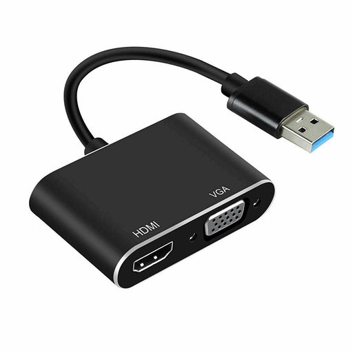 USB 3.0 to HDMI + VGA Full HD & 4K Video Adapter Cable Converter for PC Laptop - Battery Mate