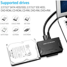 Load image into Gallery viewer, USB 3.0 To IDE SATA 2.5" 3.5" Hard Disk Drive Cable Converter with AC Adapter AU - Battery Mate