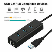Load image into Gallery viewer, USB 3.1 to HUB 3 Port &amp; RJ45 Gigabit Ethernet Adapter 3.0 USB-C PC MAC - Battery Mate