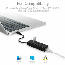 Load image into Gallery viewer, USB 3.1 to HUB 3 Port &amp; RJ45 Gigabit Ethernet Adapter 3.0 USB-C PC MAC - Battery Mate