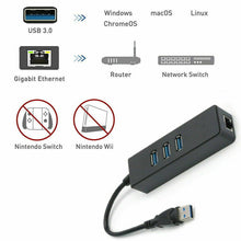 Load image into Gallery viewer, USB 3.1 to HUB 3 Port &amp; RJ45 Gigabit Ethernet Adapter 3.0 USB-C PC MAC - Battery Mate