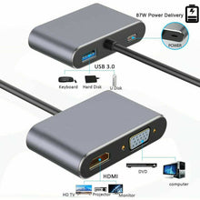 Load image into Gallery viewer, USB C to 4K HDMI VGA Multiport Adapter 4-in-1 Hub USB 3.0 Charging Power PD Port - Battery Mate