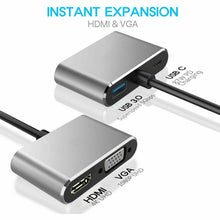 Load image into Gallery viewer, USB C to 4K HDMI VGA Multiport Adapter 4-in-1 Hub USB 3.0 Charging Power PD Port - Battery Mate