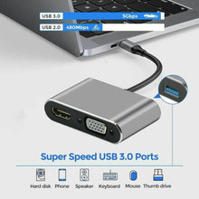 Load image into Gallery viewer, USB C to 4K HDMI VGA Multiport Adapter 4-in-1 Hub USB 3.0 Charging Power PD Port - Battery Mate