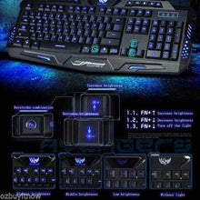 Load image into Gallery viewer, USB Gaming Keyboards LED Backlit 3 Colors Backlight Illuminated - Battery Mate
