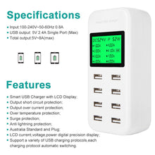 Load image into Gallery viewer, USB Hub Charging Station 8 port Phone Charger Multi Dock Charger Power Adapter - Battery Mate