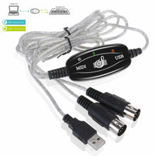 Load image into Gallery viewer, USB IN-OUT MIDI Interface Cable Converter PC to Music Keyboard Adapter Cord - Battery Mate