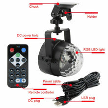 Load image into Gallery viewer, USB LED Disco Lights RGB Ball Party Strobe Effect Lamp Remote Sound Activated - Battery Mate