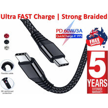 Load image into Gallery viewer, USB Type-C to USB C 3.1 Male to Male Sync PD Charging Cable Type C to Type C Mac - Battery Mate