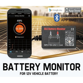 Vehicle Battery Monitor Via Bluetooth 4.0 Voltage Meter Auto Alarm Tester 12V - Battery Mate