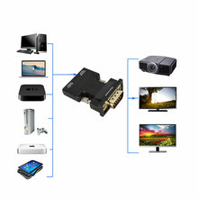 Load image into Gallery viewer, VGA to HDMI Male to Female Video Adapter Cable Converter with Audio HD 1080P - Battery Mate