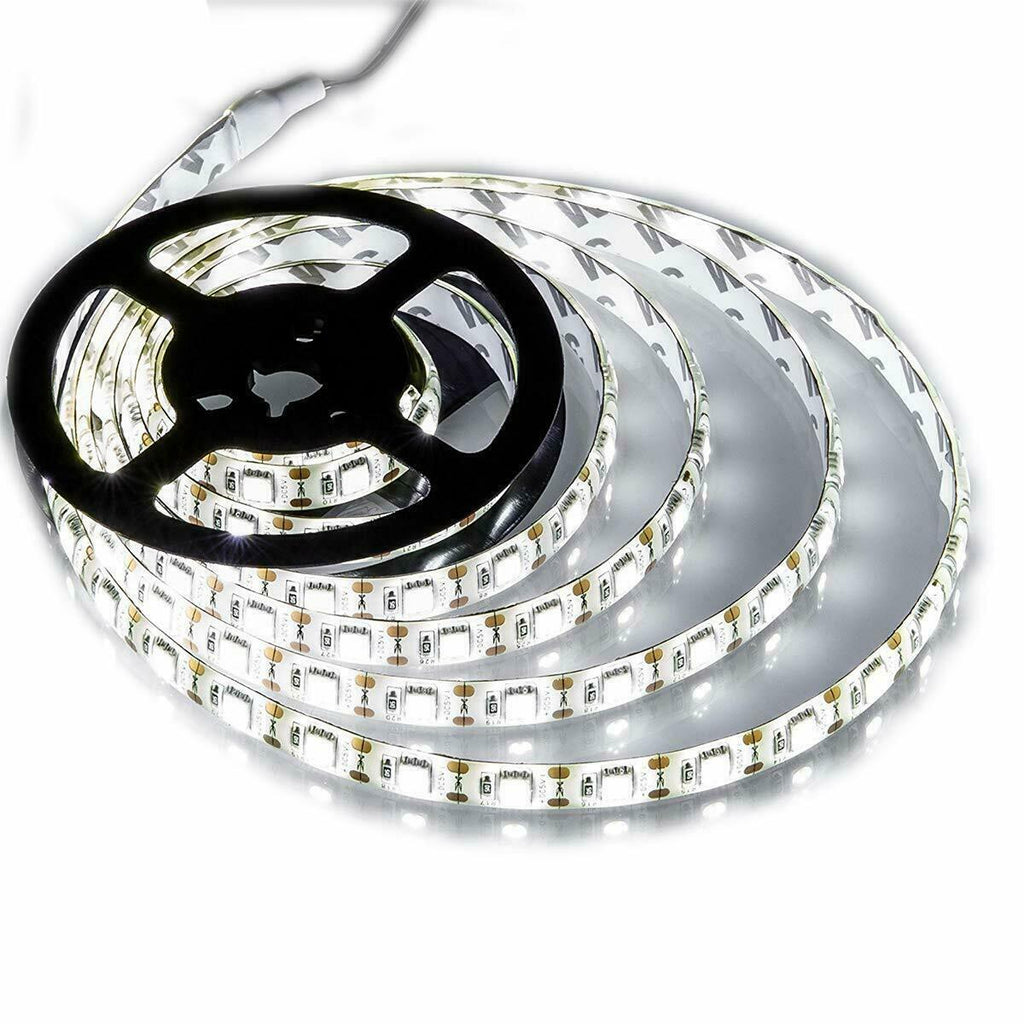 Waterproof Flexible Bright LED Strip Lights 12v 5050 SMD Cool White 300 LEDs 5m - Battery Mate