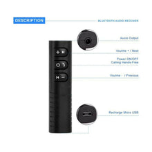 Load image into Gallery viewer, Wireless Bluetooth 3.5mm AUX Audio Music Receiver Stereo Home Car Adapter - Battery Mate