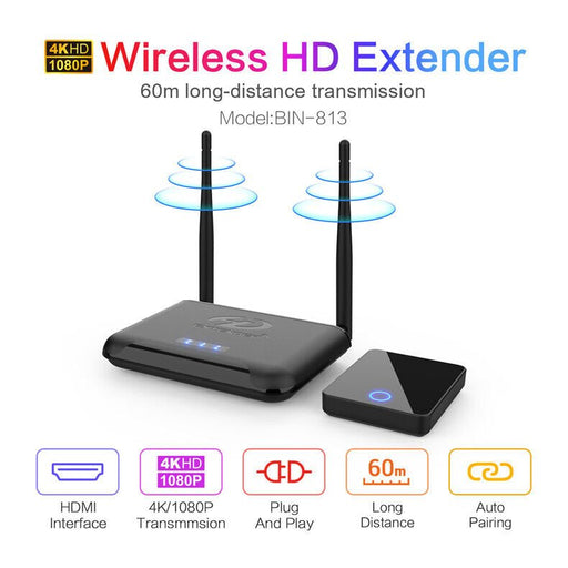 Wireless HDMI Transmitter & Receiver 4K@30Hz HD Wireless HDMI Extender For Games - Battery Mate