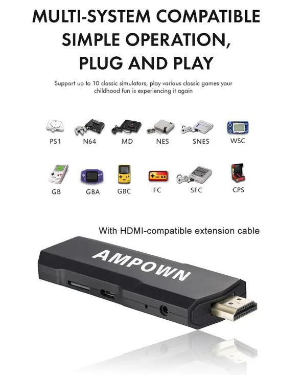 X2 Plus Upgraded Game Stick Retro Console Double Wireless Controller 40000+ games 128GB PowKiddy - Battery Mate